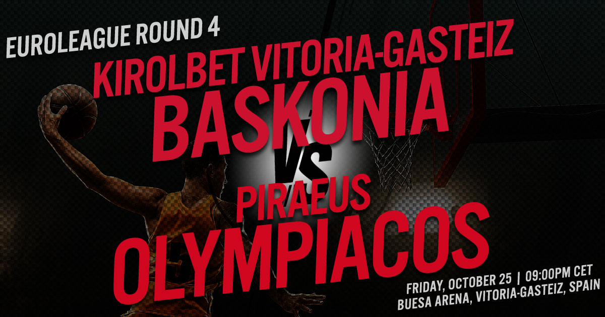 2019 EuroLeague Round 4: Kirolbet Baskonia Vitoria-Gasteiz vs. Olympiacos Piraeus 2019 EuroLeague Round 4: Kirolbet Baskonia Vitoria-Gasteiz vs. Olympiacos Piraeus