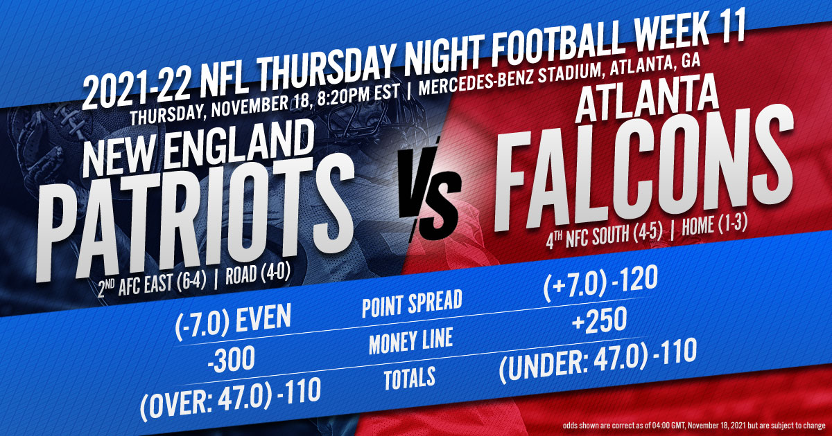 2021-22 NFL Week 11: New England Patriots vs. Atlanta Falcons