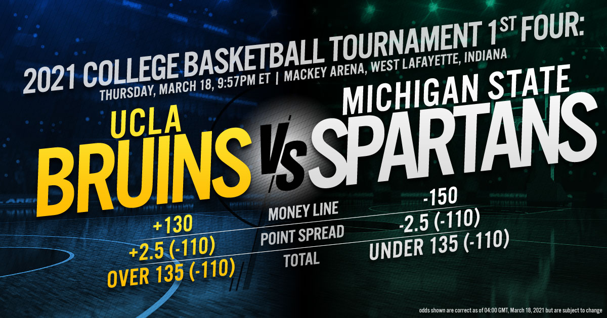 2021 College Basketball Tournament First Four: UCLA Bruins vs. Michigan State Spartans