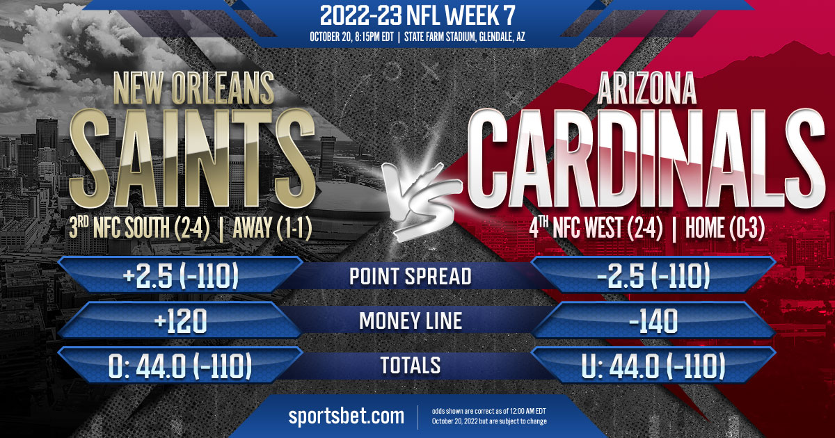 2022-23 NFL Week 7: New Orleans Saints vs. Arizona Cardinals