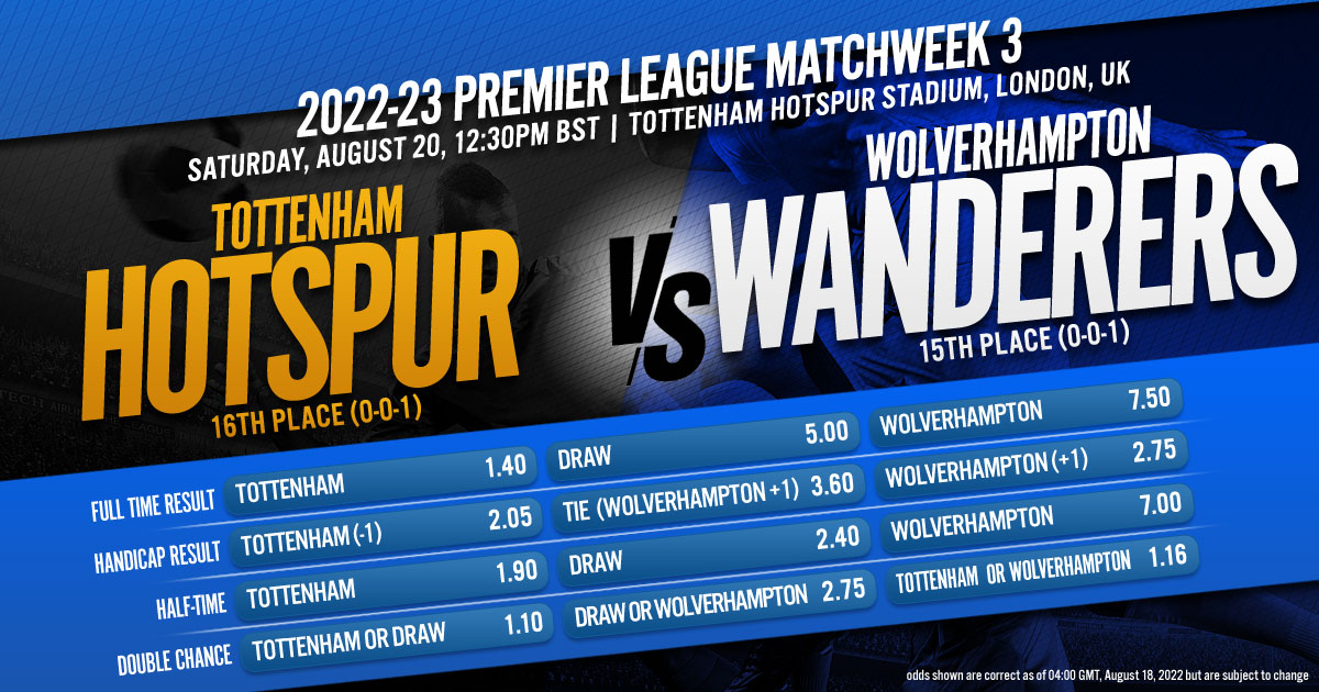 2022-23 Premier League Matchweek 3: Tottenham Hotspur vs. Wolverhampton Wanderers