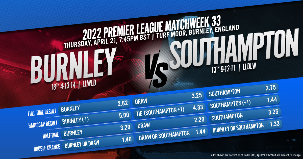 2022 Premier League Matchweek 33: Burnley vs. Southampton