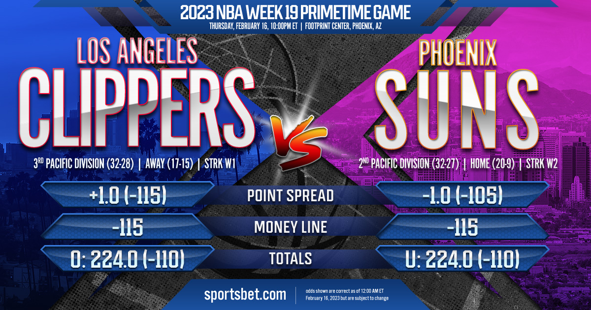 2023 NBA Week 19 Primetime Game: Los Angeles Clippers vs. Phoenix Suns